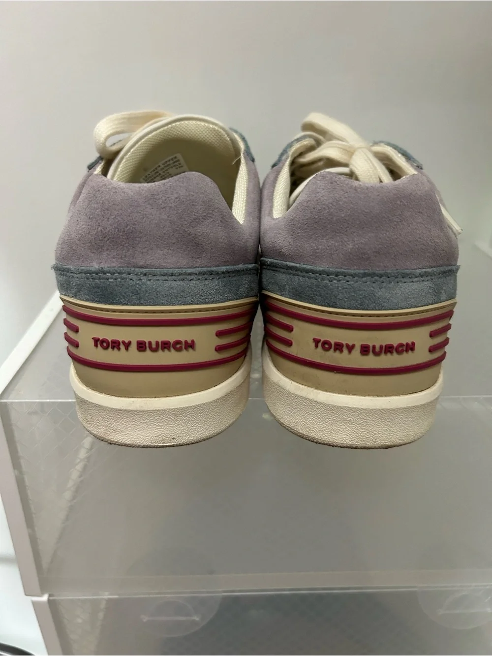 Tory Burch White , Gray, Mauve & Burgundy Low-Top Sneaker